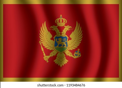 Montenegro flag background with cloth texture. Montenegro Flag vector illustration eps10.