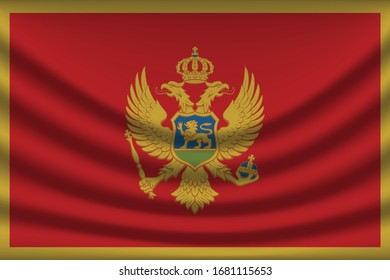 Montenegro flag background with cloth texture. Montenegro Flag vector illustration eps10. - Vector