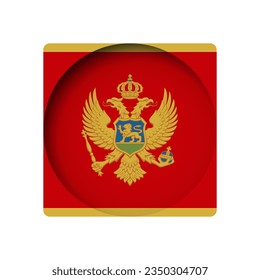 Bandera de Montenegro - detrás del agujero de papel de círculo cortado con sombra interior.