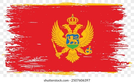 Montenegro flag brush paint textured isolated on png or transparent background. vector illustration  