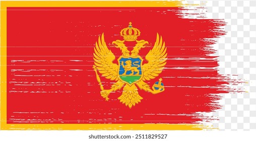 Montenegro flag brush paint textured isolated on png or transparent background. vector illustration  