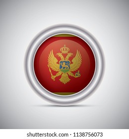 Montenegro flag button style. Vector image