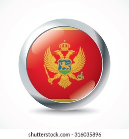 Montenegro flag button - vector illustration