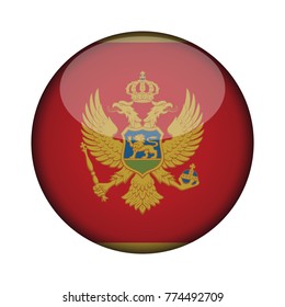 montenegro Flag in glossy round button of icon. montenegro emblem isolated on white background. National concept sign. Independence Day. Vector illustration.