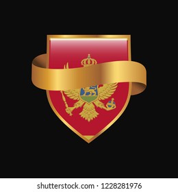 Montenegro flag Golden badge design vector