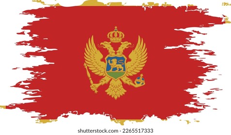 Montenegro flag grunge brush color image, vector