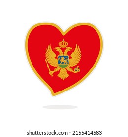 Montenegro flag heart isolated on white background. Flag of Montenegro in the shape of a heart. Flag of the Montenegro vector illustration