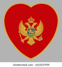 Montenegro Flag In Heart Shape Vector illustration eps 10