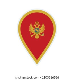 Montenegro flag icon. Travel icon. Travel destination of Montenegro. Montenegro badge. Flag badge.