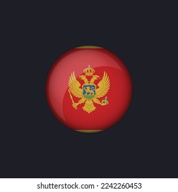Montenegro Flaggensymbol, Runde Montenegro Flaggensymbol Vektorgrafik einzeln, Montenegro Flaggenknopf.
