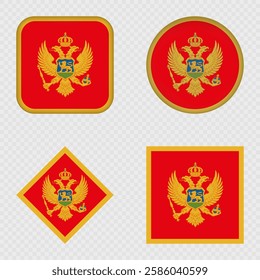 Montenegro Flag Icons Pack. Vector illustration.