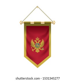 The Montenegro flag isolated on the white background.