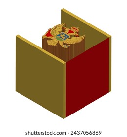Bandera de Montenegro - cubo 3D isométrico aislado sobre fondo blanco. Vector.