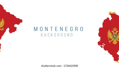 Montenegro flag map background. The flag of the country in the form of borders. Stock vector illustration isolated on white background.