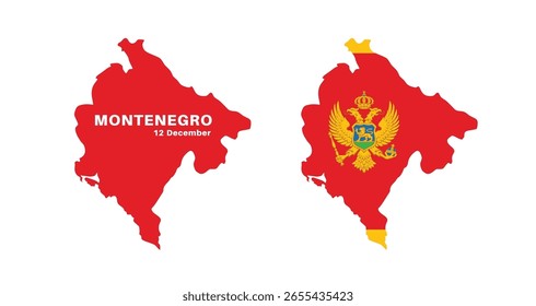 montenegro flag and map set. montenegro flag in official colors and proportions., map