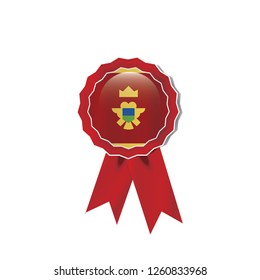 Montenegro flag medal vector design.  Realistic 3D red color