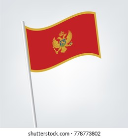 Montenegro Flag with Metal Pole. Vector illustration,
Flag of Montenegro , Montenegro flag waving isolated vector illustration