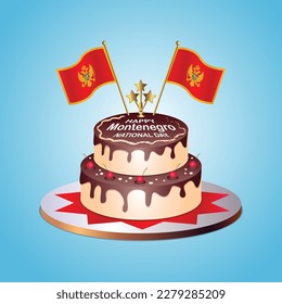 Montenegro Flag National Day with a Cake on a Blue Background