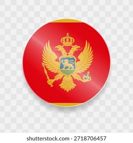 Montenegro Flagge auf Knopfdruck glänzend Glas