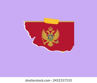 Montenegro flag paper texture, single-piece element, vector design, Montenegro flag taped on wall, decoration or celebration idea