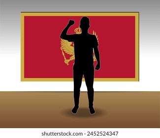 Montenegro flag paper texture, single-piece element, vector design, Montenegro flag taped on wall, decoration or celebration idea