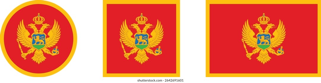 
Montenegro flag PNG vector. Montenegro square and round icon isolated on transparent PNG background. Montenegro flag icon.