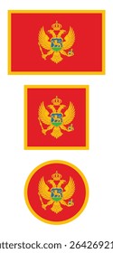 
Montenegro flag PNG vector. Montenegro square and round icon isolated on transparent PNG background. Montenegro flag icon.