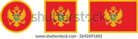 
Montenegro flag PNG vector. Montenegro square and round icon isolated on transparent PNG background. Montenegro flag icon.