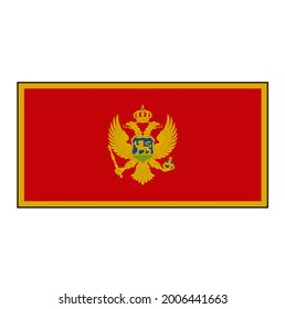 Montenegro flag rectangle push button on isolated white background for European concepts