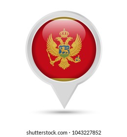 Montenegro Flag Round Pin Vector Icon - Illustration
