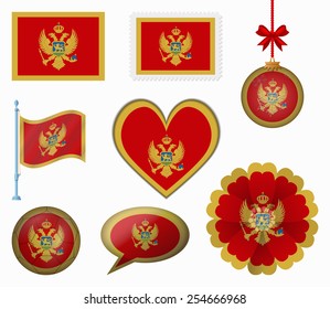 Montenegro flag set of 8 items vector