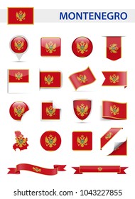 Montenegro Flag Set - Vector Illustration