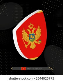 Montenegro Flag Shield icon in 3D on Dark Modern Abstract Rugby Background. Perfect for sports events, heritage themes, national celebrations, and patriotic designs.