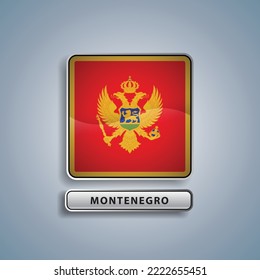 Montenegro flag square button vector illustration