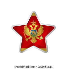 Bandera de Montenegro en estrella. Estrella de botón y plantilla de marca. Fácil edición y vector en grupos. Ilustración vectorial de bandera nacional sobre fondo blanco.