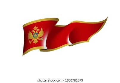 Montenegro flag state symbol isolated on background national banner. Greeting card National Independence Day of the republic of Montenegro. Illustration banner with realistic state flag.