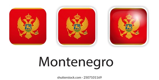 Montenegro Flagge, Vektorsymbole in Form eines abgerundeten Quadrats