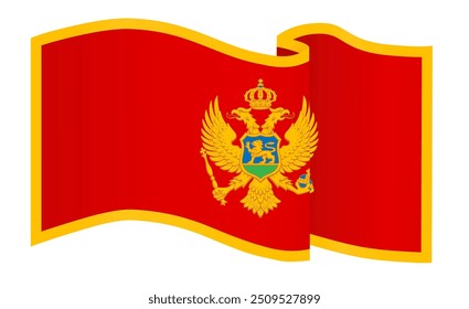 Onda de bandeira de Montenegro isolada em png ou ilustração de vetor de fundo transparente.