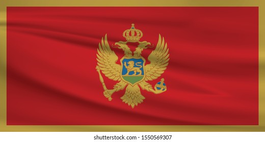 Montenegro flag waving with wind effect