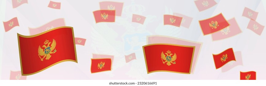 Montenegro flag-themed abstract design on a banner. Abstract background design with National flags. Vector illustration.