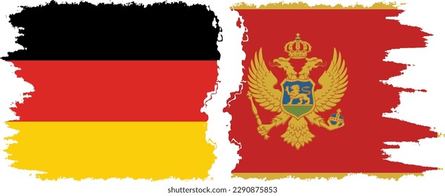 Montenegro and Germany grunge flags connection, vector