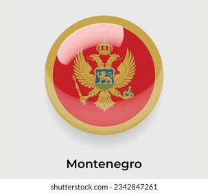 Montenegro lustroso bandera nacional burbuja forma redonda icono de ilustración vectorial