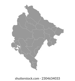 Montenegro gray map with administrative subdivisions. Vector illustration.