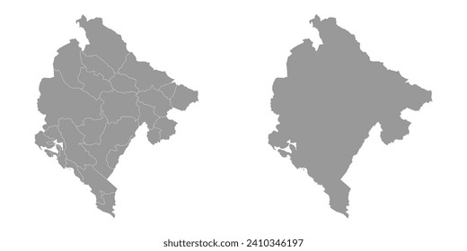 Montenegro gray map with administrative subdivisions. Vector illustration.