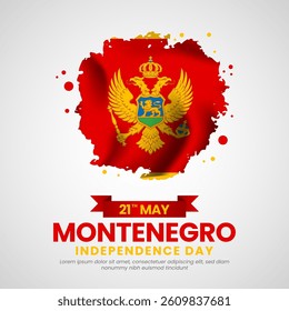 Montenegro Grunge brush painted flag style for Independence day square banner background