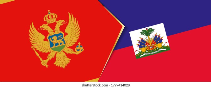 Montenegro and Haiti flags, two vector flags symbol of relationship or confrontation.