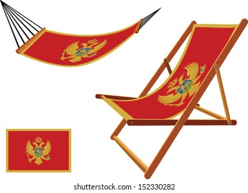 montenegro hammock and deck chair set against white background, abstract vector art illustration