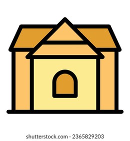 Montenegro house icon outline vector. Map tour. Adriatic building color flat