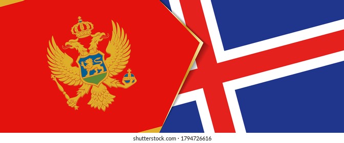 Montenegro and Iceland flags, two vector flags symbol of relationship or confrontation.