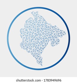 Montenegro icon. Network map of the country. Round Montenegro sign with gradient ring. Technology, internet, network, telecommunication concept. Vector illustration.